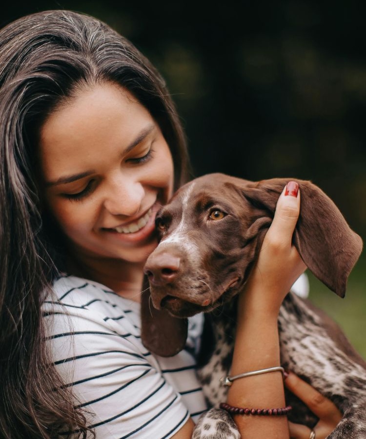 600X800 - Dog being pet by owner Dog being embraced by a woman